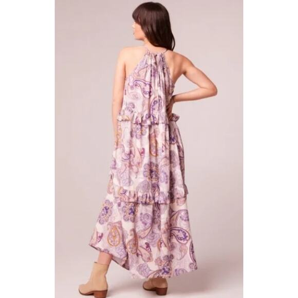 Band Of The Free Maxi Womens Large Liliane Purple Paisley Tiered Cottagecore NWT - Picture 2 of 14